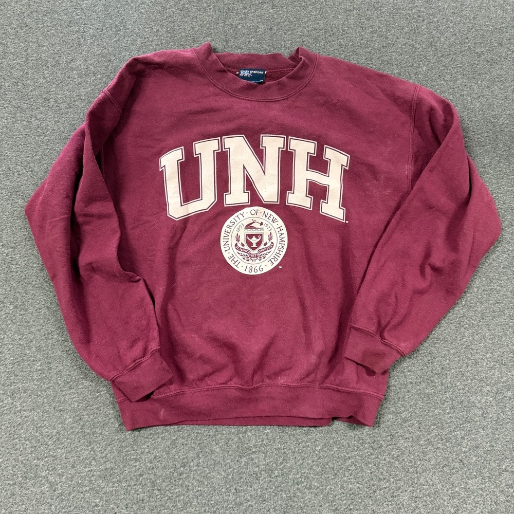 Vintage MV Sport UNH Sweatshirt Mens Medium Maroon Good University New Hampshire